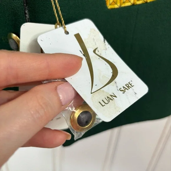 Vintage Luan Sare Alta‎ Moda Vest Italian Wool Green Red Gold Baroque Mob Wife - Picture 12 of 13